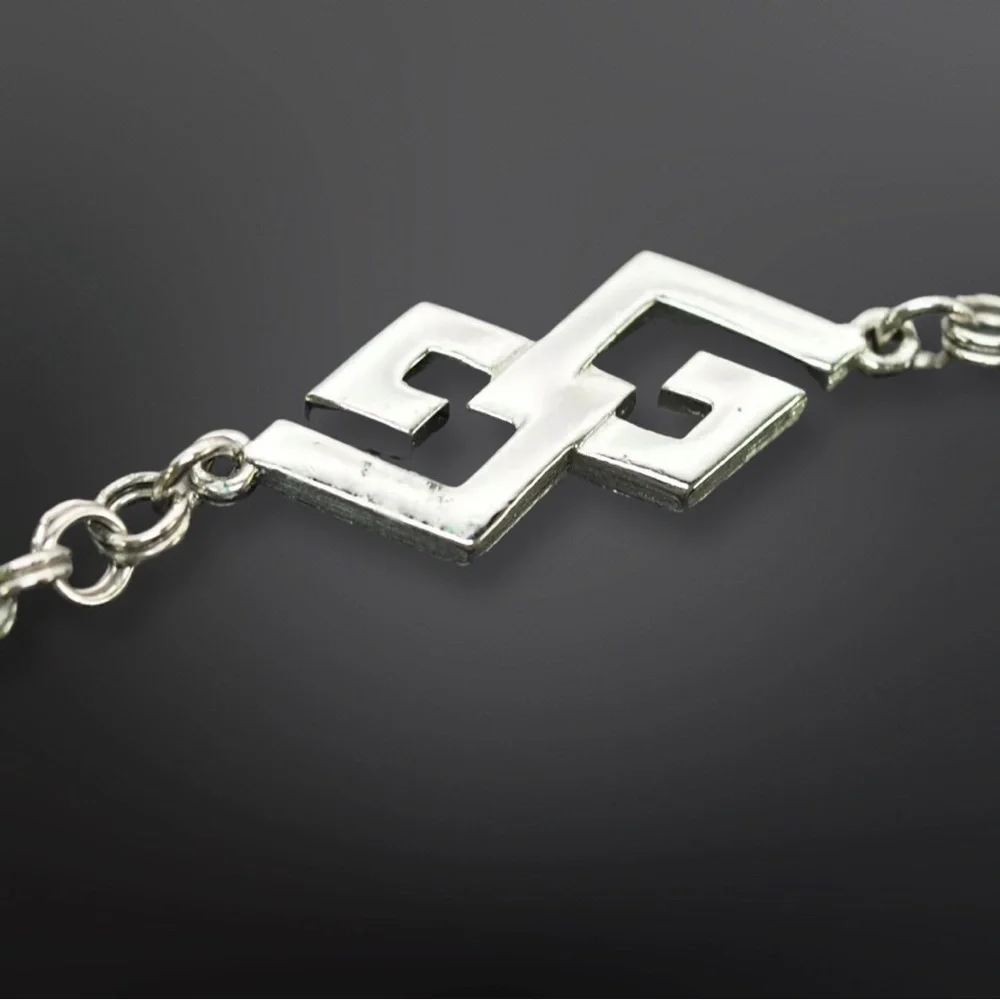 AUTHENTIC VINTAGE GIVENCHY SILVERTONE CHAIN GG CLASP LONG NECKLACE 30" NR - Picture 6 of 12
